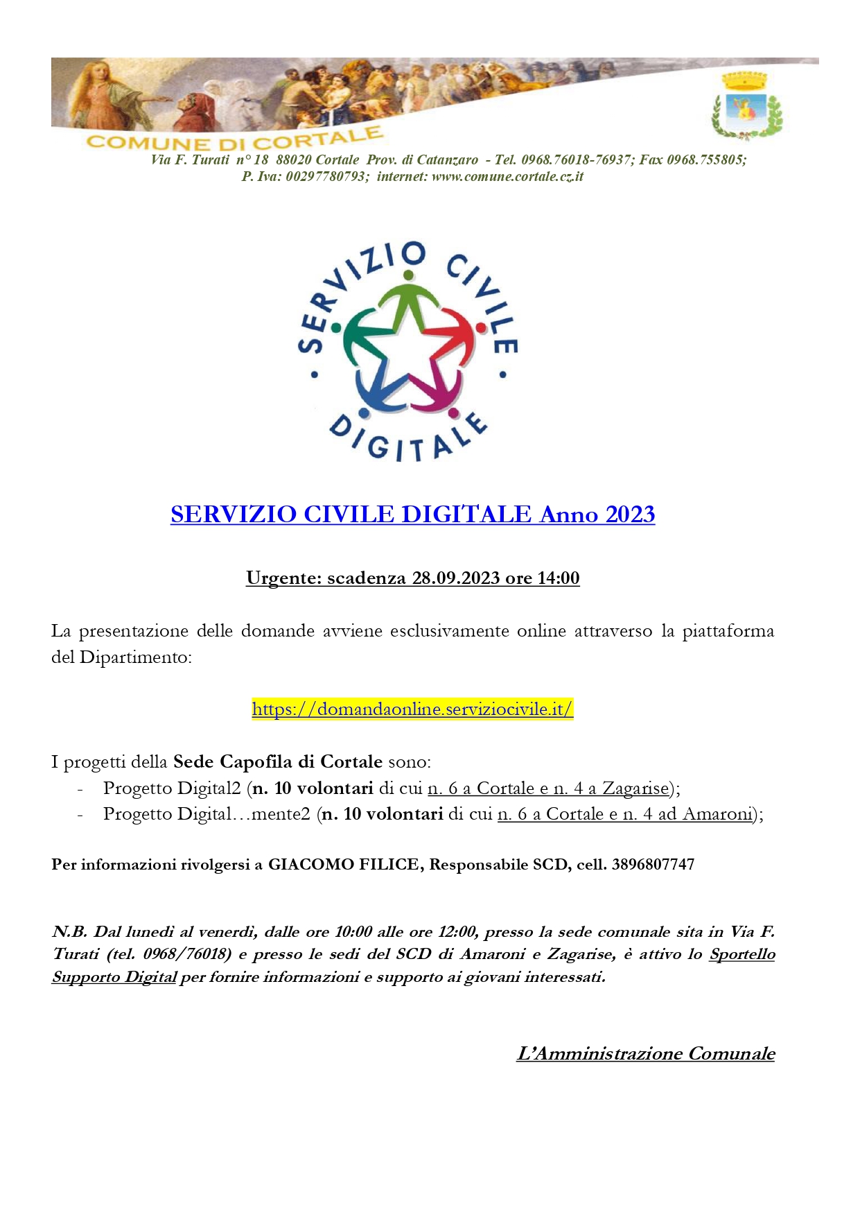 SERVIZIO CIVILE DIGITALE Anno 2023 SERVIZIO CIVILE DIGITALE Anno 2023